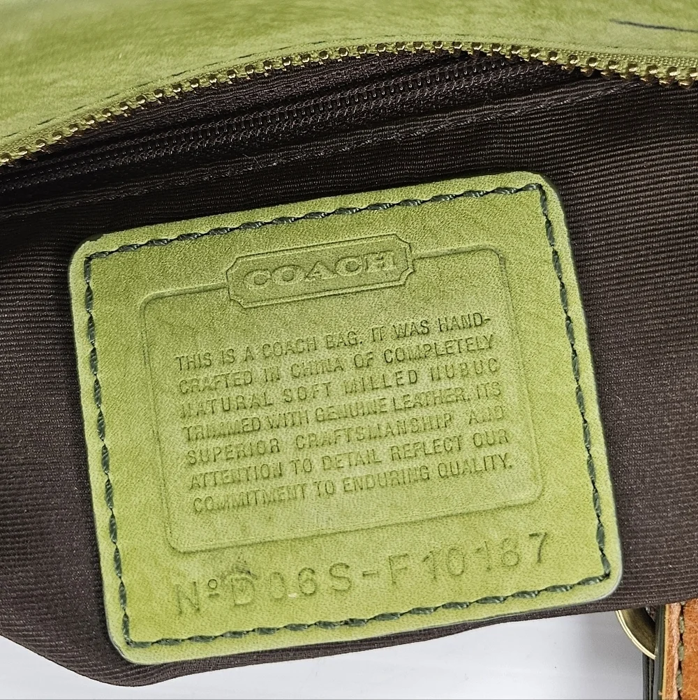 Vintage Coach Chelsea Tote Green Nubuc F10187 Rare